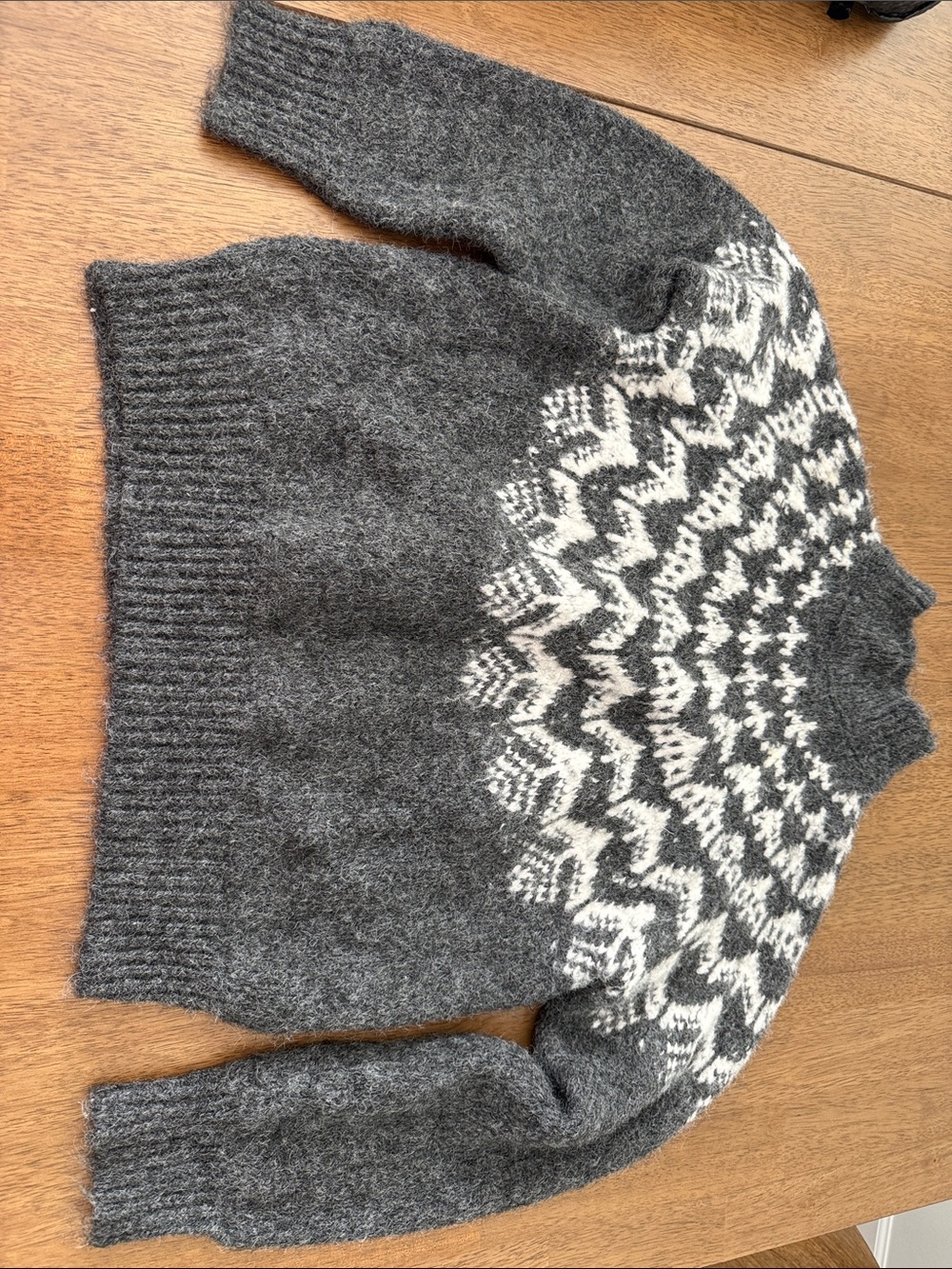 Joie Charcoal Gray Fair Isle Turtleneck Sweater